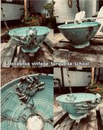 Italiaanse vintage turquoise schaal, Ophalen of Verzenden, Rond