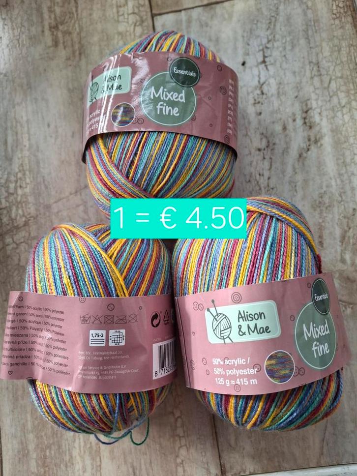 20 bollen...Alison & Mae Wol - Mixed Fine & Uni-colour Fine, Hobby en Vrije tijd, Breien en Haken, Nieuw, Breien of Haken, Wol of Garen