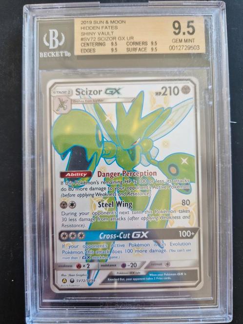 Pokemon Scizor GX shiny vault Beckett 9.5 gem mint, Hobby en Vrije tijd, Verzamelkaartspellen | Pokémon, Zo goed als nieuw, Ophalen of Verzenden