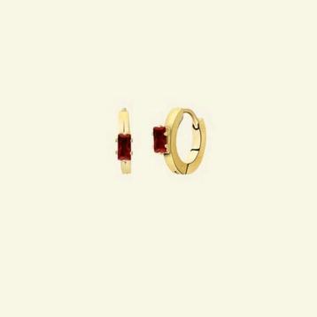 Goldplated oorbellen oorringen 13mm rode zirkonia beschikbaar voor biedingen