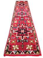 Retro handgemaakt wol Smyrna tapijt loper Heriz 67x257cm, Gebruikt, Retro vintage oosters Smyrna hype, 200 cm of meer, Crème