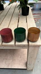 Potjes metaal in 3 kleuren, Tuin en Terras, Ophalen, Rond, Nieuw, Minder dan 25 cm