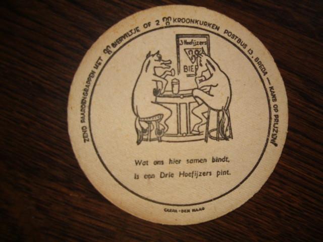 *3Hoefyzers Breda 18 : R/V : Oud : 107 mm, 2 mm dik, Ophalen of Verzenden, Gebruikt, Viltje(s), Overige merken