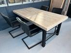 Unieke tafel van steigerhout met industrieel onderstel staal, Ophalen, Nieuw, Bureau
