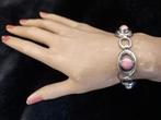 Zilveren schakelarmband met rhodochrosiet, Ophalen of Verzenden, Zilver, Armband, Met edelsteen