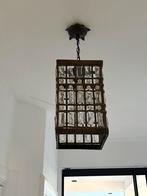 Vintage Rechthoekige Hanglamp met Kristallen, Huis en Inrichting, Ophalen, Gebruikt, Metaal, 50 tot 75 cm