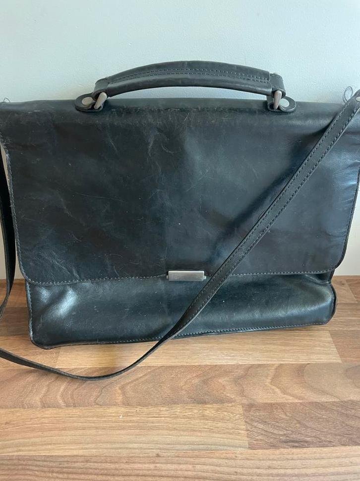 Arpello leren aktetas, Sieraden, Tassen en Uiterlijk, Tassen | Schoudertassen, Gebruikt, Overige merken, Zwart, Leer, Ophalen