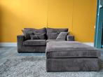 Ribstof bank met hocker | Gratis bezorging & Gereinigd, 100 tot 125 cm, 150 tot 200 cm, Ophalen of Verzenden, Stof