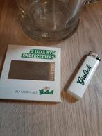 Grolsch pitcher glas met onderzetters en aansteker, Ophalen of Verzenden