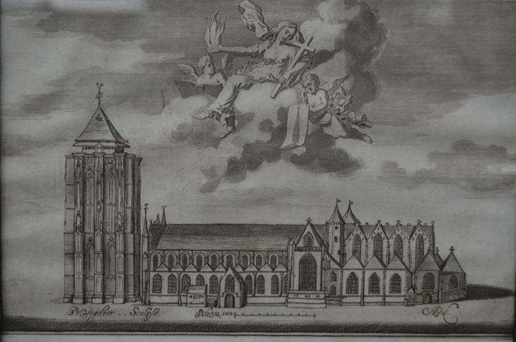 Ets St Lievens Monster Zierikzee P. Vogelaer 1690 - 1695, Antiek en Kunst, Kunst | Etsen en Gravures, Ophalen of Verzenden