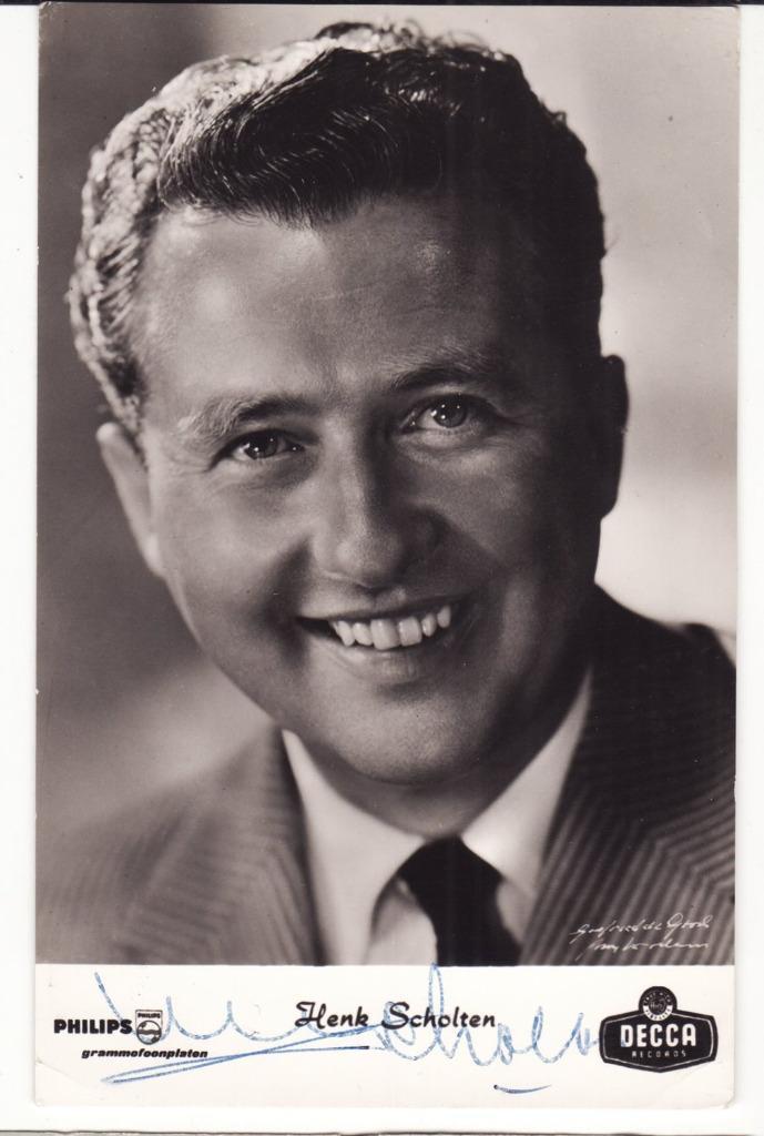 Henk Scholten gesigneerde Decca Philips fankaart, Verzamelen, Muziek, Artiesten en Beroemdheden, Gebruikt, Foto of Kaart, Gesigneerd