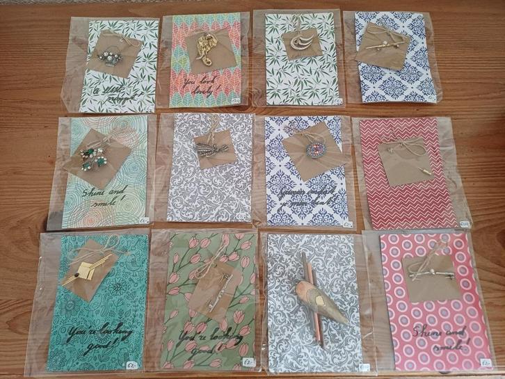 12 pakketjes met broches, Sieraden, Tassen en Uiterlijk, Broches, Zo goed als nieuw, Overige materialen, Overige kleuren, Ophalen of Verzenden