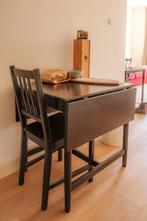 Black wooden IKEA table - foldable [+2 chairs optional], Ophalen, Gebruikt, 100 tot 150 cm, Tot twee personen