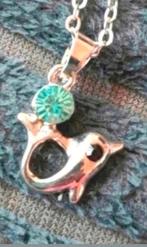 Ketting dolfijn aquamarijn steentje, Verzenden, Nieuw, Zilver, Met hanger