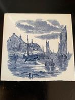 1 blauw/wit tegeltje met schepen+ boerderij, Ophalen of Verzenden