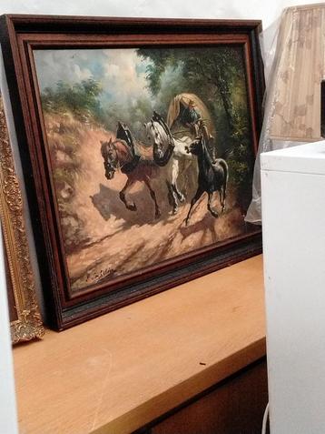 Schilderij met Paarden - L. van Gelder beschikbaar voor biedingen