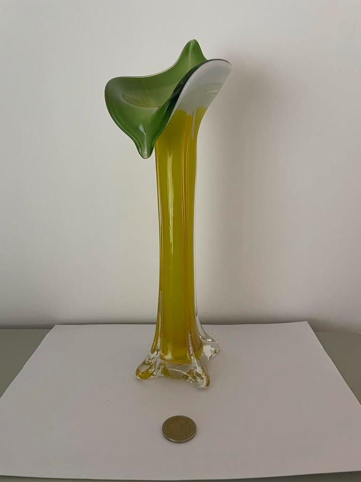 Jack-in-the-pulpit Vaas - Victoriaans Glas, Huis en Inrichting, Woonaccessoires | Vazen, Zo goed als nieuw, Groen, Minder dan 50 cm