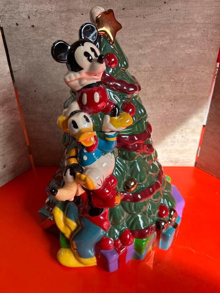 Disney Mickey, Donald & Goofy ‘kerstboom’ koekjes/snoep Pot, Verzamelen, Disney, Zo goed als nieuw, Servies, Mickey Mouse, Ophalen of Verzenden