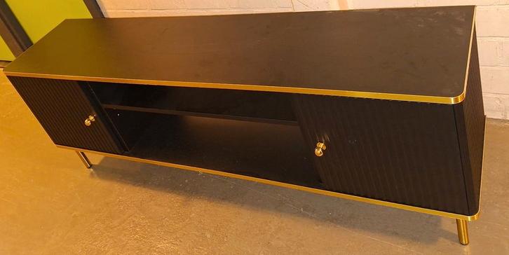 Tv meubel met gouden accenten, Huis en Inrichting, Kasten | Televisiemeubels, Gebruikt, Minder dan 100 cm, 100 tot 150 cm, 25 tot 50 cm
