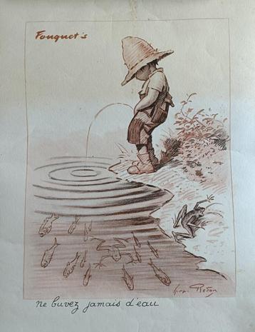 Vintage Fouquet's menu 1981 Georges Redon (Ne buvez d'eau) beschikbaar voor biedingen