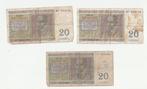 3 biljetten België 20 frank / vingt francs, Postzegels en Munten, Bankbiljetten | België, Verzenden, Setje