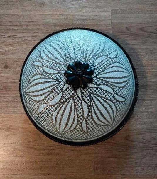 Plafondlamp / plafonnière Glas en ijzer, Huis en Inrichting, Lampen | Plafondlampen, Gebruikt, Glas, Ophalen of Verzenden