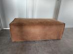 Bruin suède leren bankje, Ophalen, Zo goed als nieuw, 100 tot 125 cm, Rechthoekig