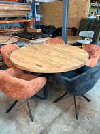 Complete eetkamerset 5 persoons rond 140 cm diameter, Ophalen of Verzenden