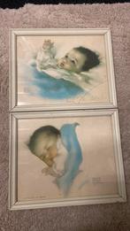 Vintage schatiige baby schilderij curiosa/brocante, Antiek en Kunst, Ophalen of Verzenden