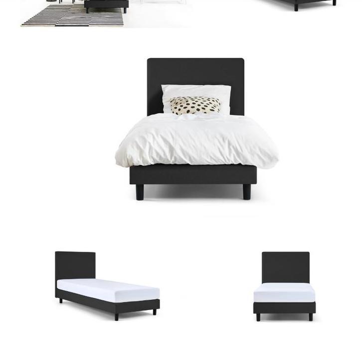 Boxpring 1-persoonsbed, Huis en Inrichting, Slaapkamer | Boxsprings, Zo goed als nieuw, 90 cm, 200 cm, Eenpersoons, Zwart, Ophalen