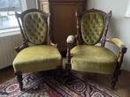 Antieke dames- en herenfauteuil, Ophalen, Gebruikt, Hout, 50 tot 75 cm
