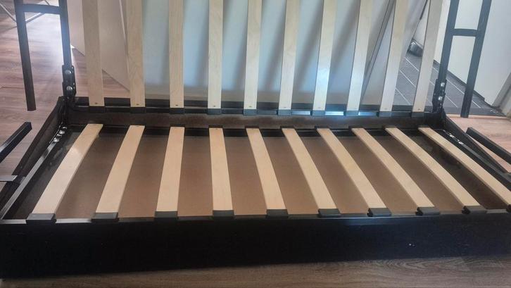 Zwarte Slaapbank 120x200 met Opbergruimte, Huis en Inrichting, Slaapkamer | Slaapbanken, Gebruikt, 120 cm, 200 cm, Tweepersoons