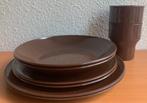 Mepal Kopenhagen: 2-p. servies in bruin (retro/vintage), Lochem, Ophalen of Verzenden, Zo goed als nieuw, Mepal