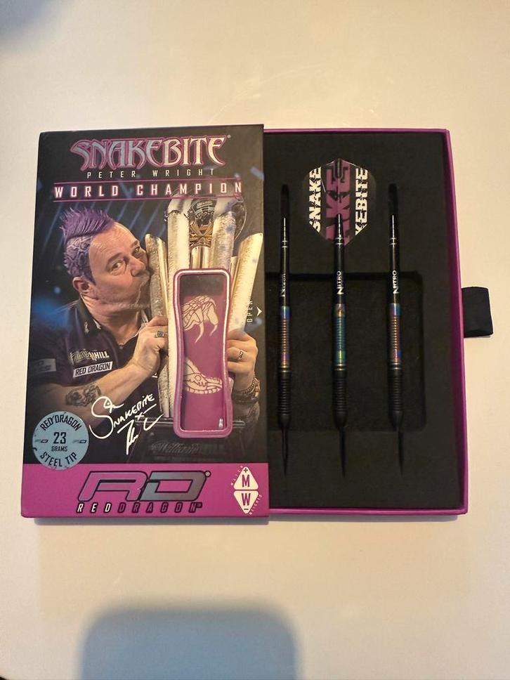 Red Dragon Peter Wright Snakebite WC 2020 Edition 90% 23g, Sport en Fitness, Darts, Zo goed als nieuw, Pijlen, Ophalen of Verzenden