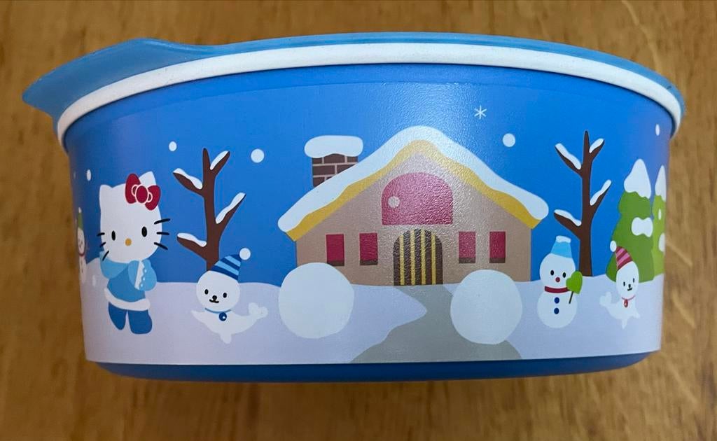 Tupperware Blokbus Koektrommel 1,5L - Hello Kitty Winter, Ophalen of Verzenden, Nieuw, Blauw, Bus of Trommel