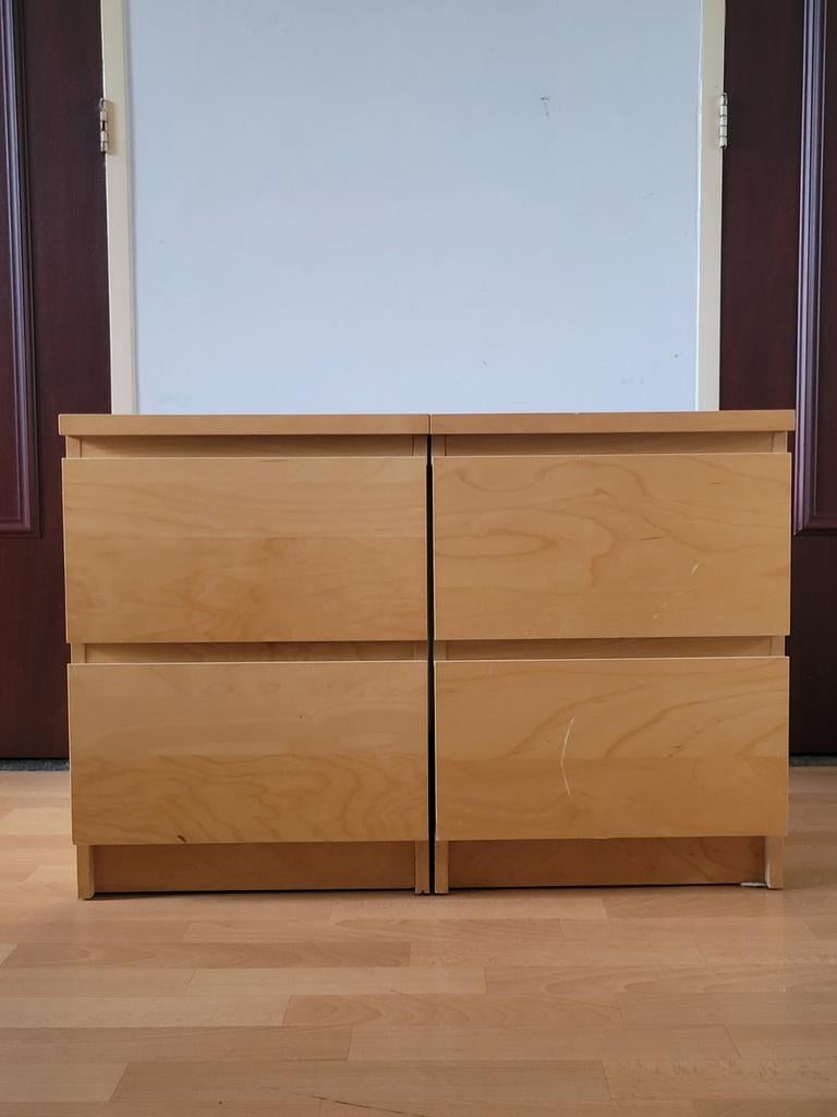 Stevige ladekast/nachtkastje van dik hout (40x48x55 cm), Minder dan 50 cm, Gebruikt, 1 of 2 laden, Ophalen of Verzenden