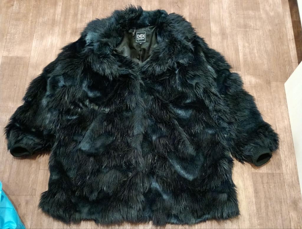 DIDI fake fur jas , maat L , 1x aangehad, Ophalen of Verzenden, Zo goed als nieuw, Maat 38/40 (M), Zwart
