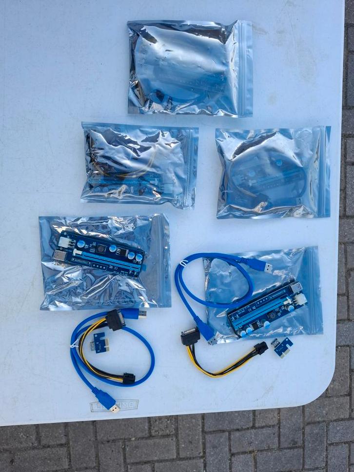 PCI-E riser 16X riser kaarten set, Computers en Software, Videokaarten, Nieuw, GDDR6, Ophalen of Verzenden