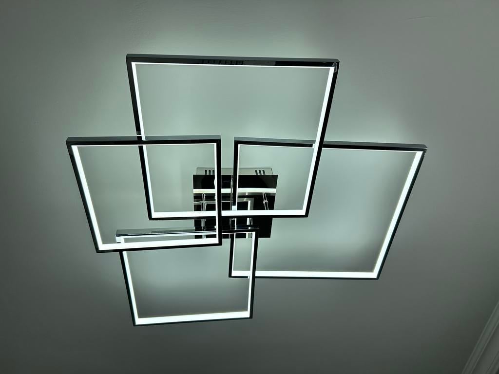 Hoogglans Kroon Plafondlamp Wit Licht 80 cm, Ophalen, Zo goed als nieuw, Metaal