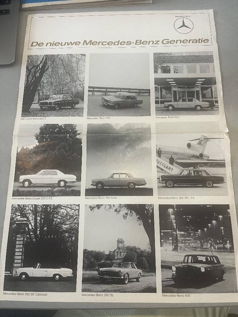 Mercedes Poster A3 - modellen uit jaren 60, Ophalen of Verzenden, Gelezen, Mercedes