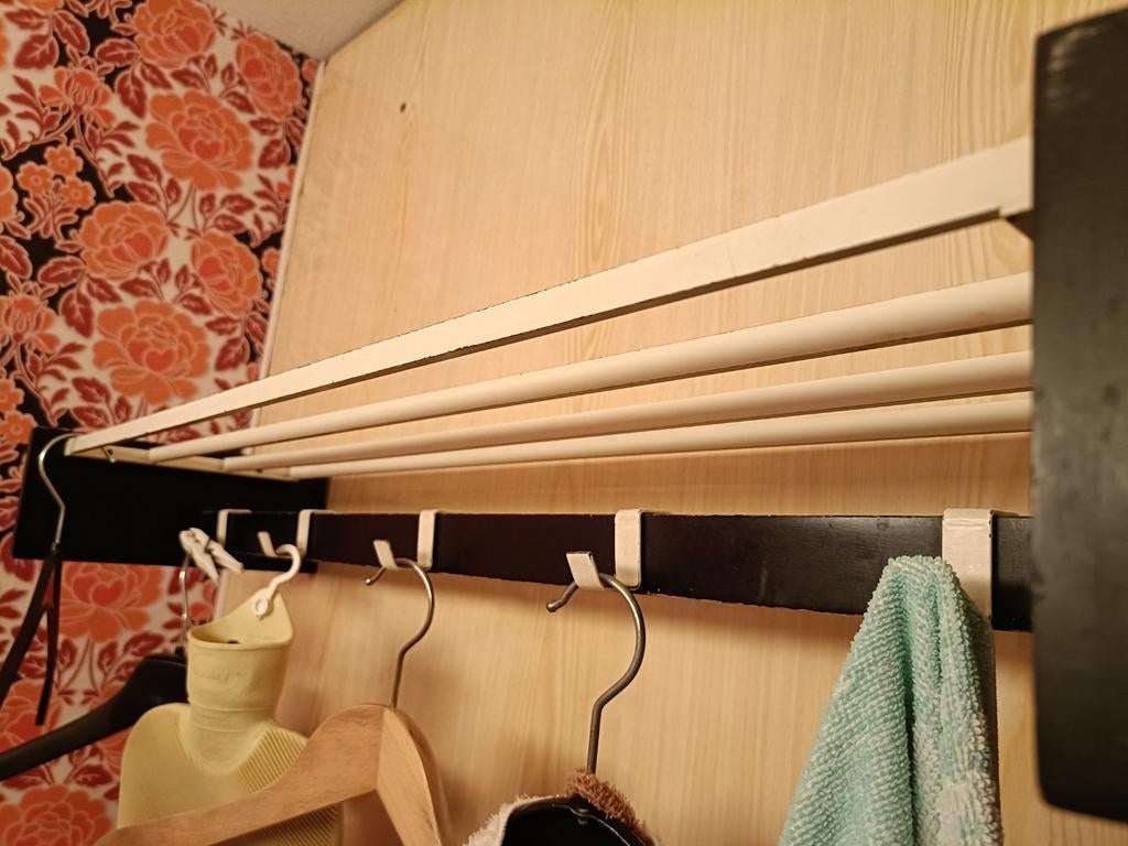 Vintage wandkapstok met droogrek, Gebruikt, Minder dan 100 cm, Metaal, Ophalen