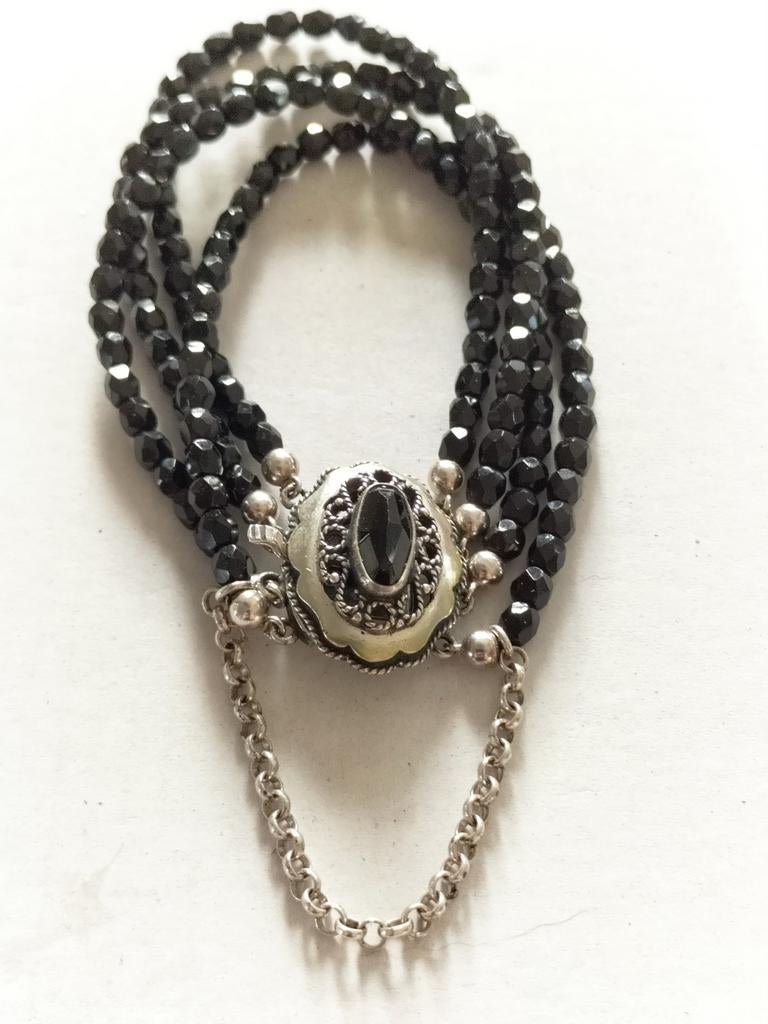 Prachtige antieke zilveren git armband., Verzenden, Zilver, Armband