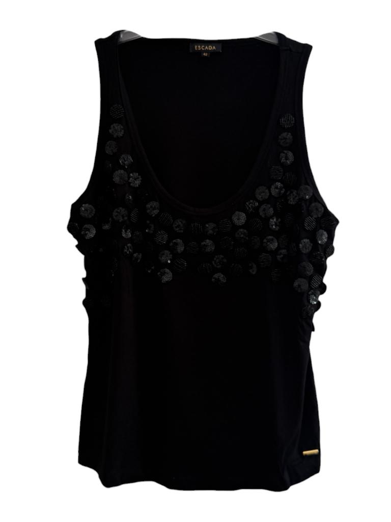 Escada top L, Kleding | Dames, Tops, Zo goed als nieuw, Maat 38/40 (M), Zwart, Zonder mouw, Ophalen of Verzenden