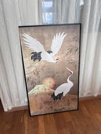 Canvas kraanvogels met zwart houten lijst, Ophalen