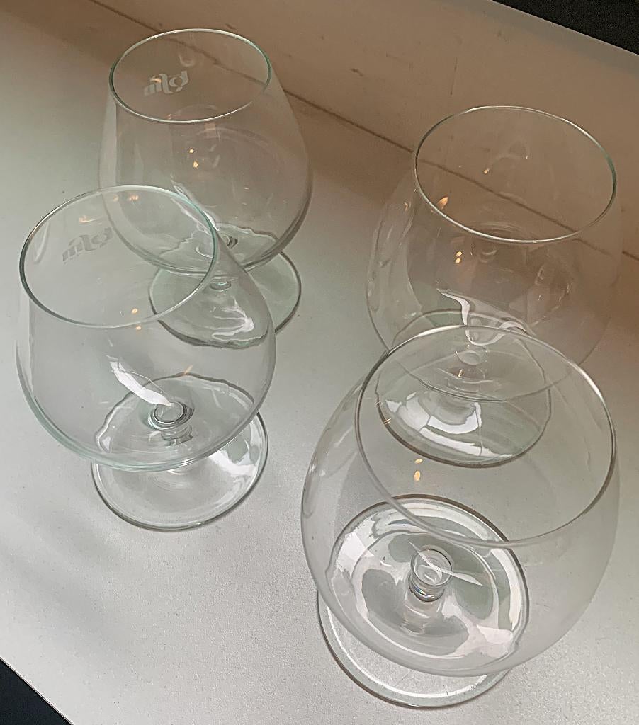 4 Cognac glazen, Verzamelen, Glas en Borrelglaasjes, Ophalen, Gebruikt, Overige typen