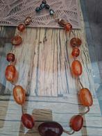 Vintage ketting agaat amber barnsteen, Ophalen, Overige materialen, Ketting