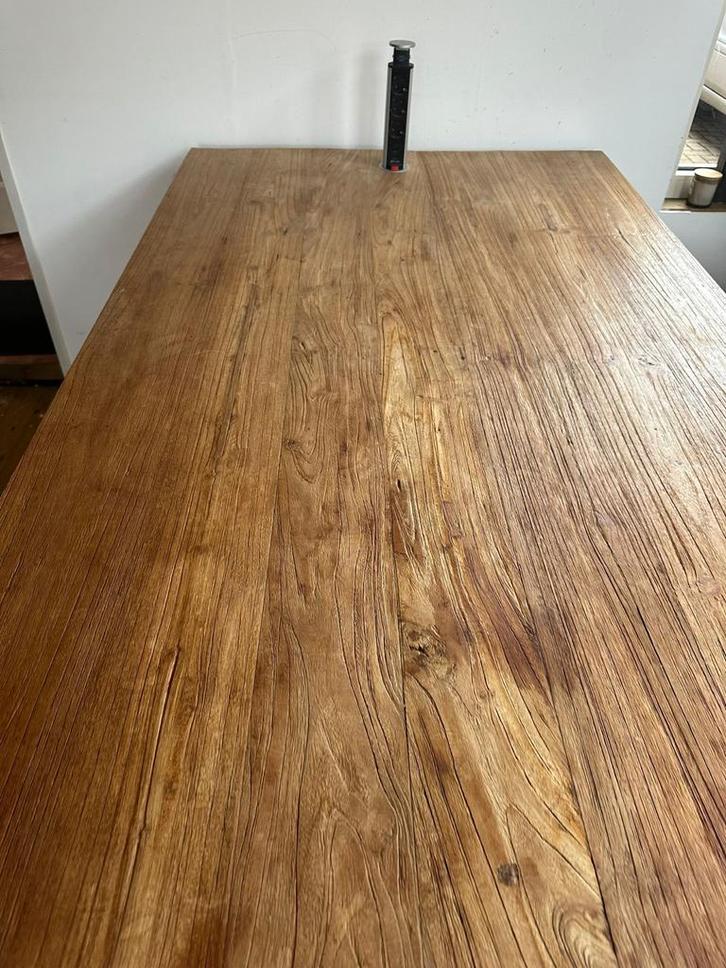 Robuuste houten keukentafel, Huis en Inrichting, Tafels | Eettafels, Gebruikt, 50 tot 100 cm, 200 cm of meer, Vijf personen of meer