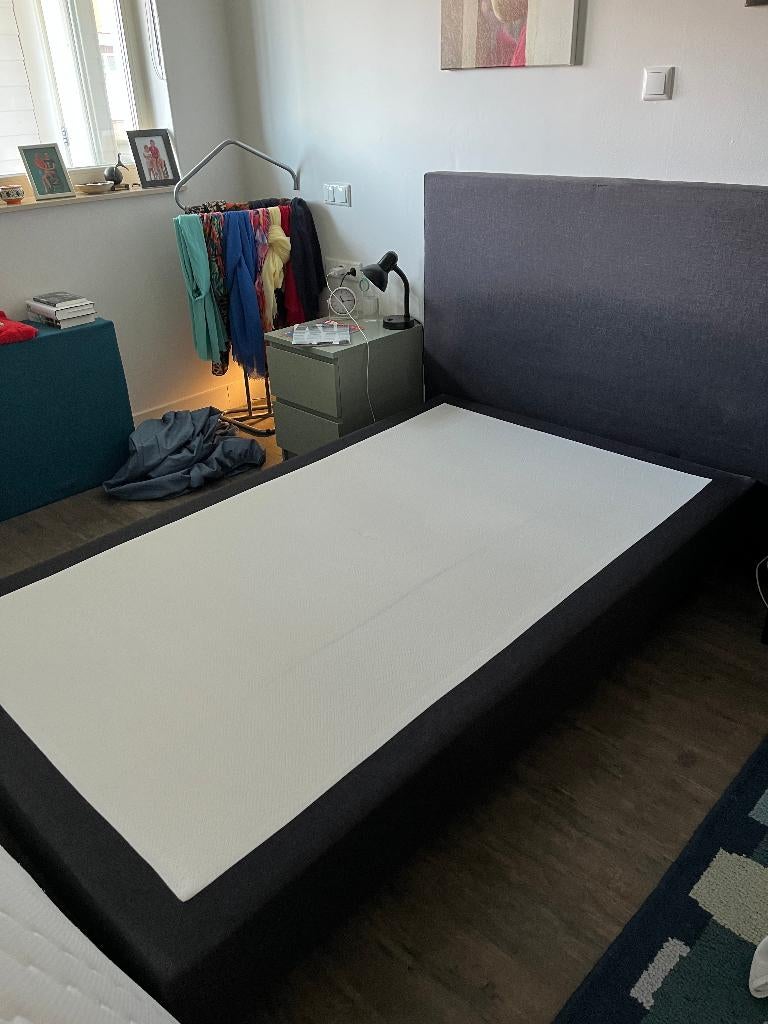 Boxspring twijfelaar, Huis en Inrichting, Slaapkamer | Boxsprings, Gebruikt, 120 cm, 200 cm, Twijfelaar, Zwart, Ophalen