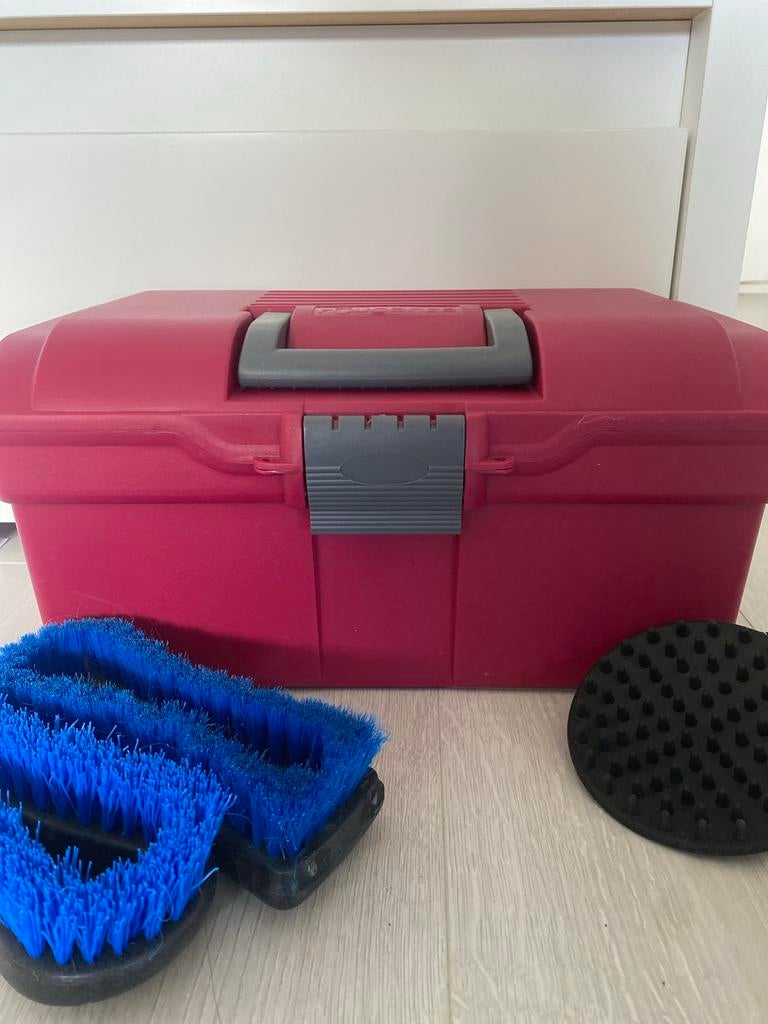 Poetskoffer paardrijden met 3 borstels, Dieren en Toebehoren, Paarden en Pony's | Overige Paardenspullen, Ophalen of Verzenden