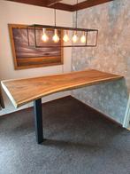 Boomstam tafelblad met 1 poot en muurbevestiging, Huis en Inrichting, Tafels | Eettafels, Gebruikt, 50 tot 100 cm, 150 tot 200 cm